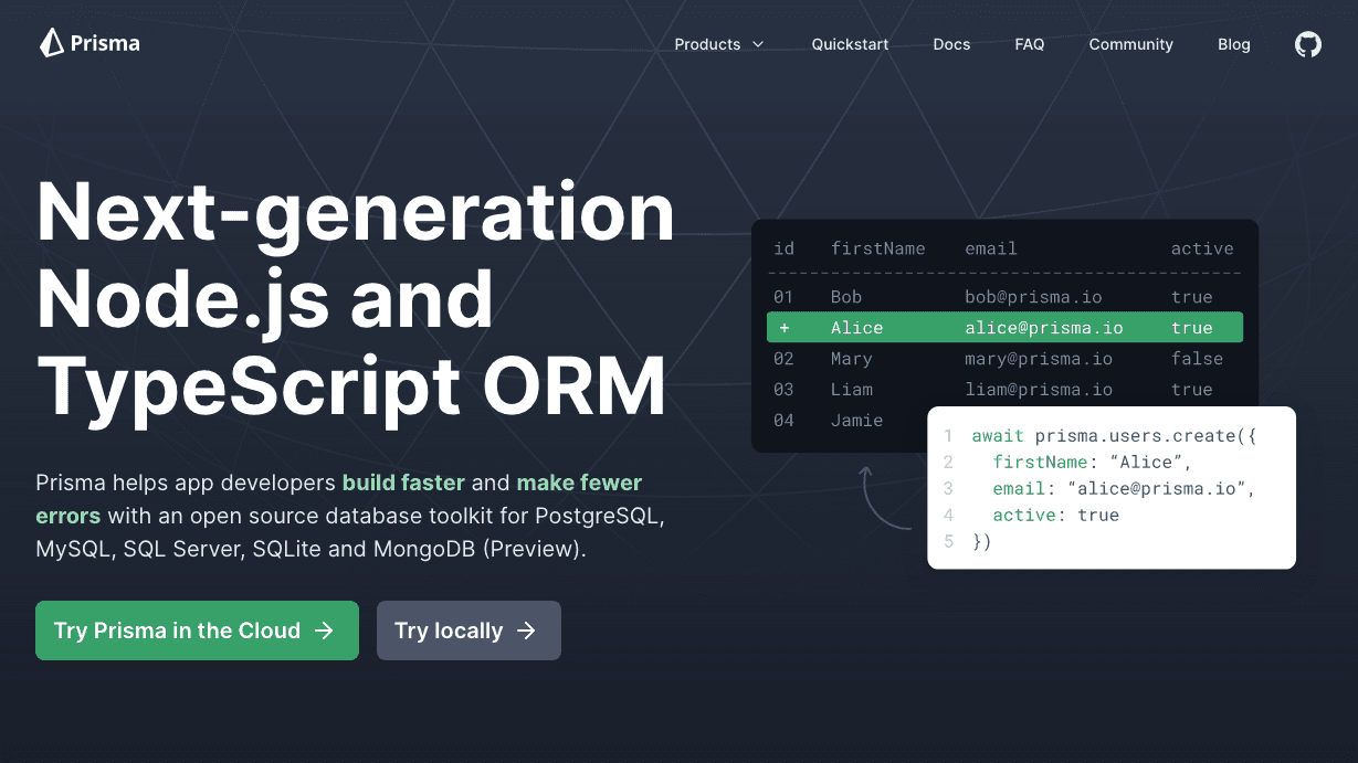 Prisma 下一代 Node.js、TypeScript、Go 的数据库 ORM